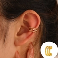 Τριπλό χρυσό σκουλαρίκι ear cuff με σχοινί υφή και λαμπερά ζιργκόν στοιχεία - KC Χρυσό M-043