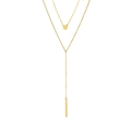 Collana a Y a doppio strato in acciaio inossidabile dorato con pendenti tondi e bar - Oro