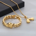 Golden stainless steel Cuban chain bracelet and necklace set with boxing glove pendants - Gold Set (With Chain)