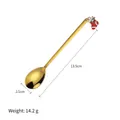 Gold 304 stainless steel coffee spoon with a Christmas stocking charm, 13.5cm length - Gold Christmas Sock