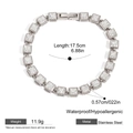 Silver stainless steel bracelet with square zircon stones, size 17.5cm and 11.9g weight - Silver Square Zirconia Style (JDB0304041-S)