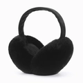 Foldable black plush earmuffs for women with soft faux fur texture for winter warmth - One Size / Black