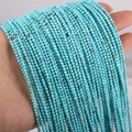 Strands of 2-3mm natural turquoise round beads with unique iron wire textures for DIY jewelry - Turquoise
