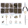 DIY jewelry making kit in bronze finish with tools and accessories in a 10-slot storage box - Set 9-10 Grid Bronze + Tools
