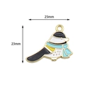 Enamel bird pendant in black, white, and yellow with dimensions of 25mm by 23mm - 1# Scarf Magpie