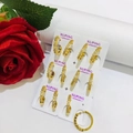 Set of 24K gold color hoop earrings with sparkling cubic zirconia on a white display card - 24K Gold Plated Rhinestone Round Hoop Earrings Set