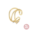 Minimalist 925 sterling silver triple layer interwoven open ring in golden finish - Adjustable Open / Multi-layer Open Style (GAR04) / 14K Gold