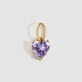 Herzanhänger aus Edelstahl mit 6x6mm violettem Amethyst-Stein in 14K Gold-Finish - Juni Hellviolett - Gold