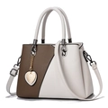 Chic two-tone handbag in dark brown and beige with adjustable strap and heart charm - White and Brown