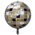 Détail d'un ballon disco 4D argent et or avec des motifs carrés à reflets métalliques - 22 Pouces / Or Noir