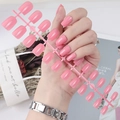 Glossy pink long square press-on nail kit with 24 pieces and UV gel top coat finish - Sakura Pink (CFL-03)