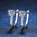 Classic U-shaped S925 silver earrings with 1ct D-color moissanite stones - 925 Silver / 0.5ct+0.5ct Moissanite With Certificate