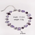Détails d'un bracelet en argent avec zircons violets et spécifications de dimensions - Plaqué Platine Zirconia Violet