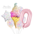 Kit de ballons fête glace avec chiffre 0 rose et ballons confettis pour 1er anniversaire - Glace Numéro 0