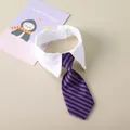 Cravatta a righe viola e nere per animali domestici con colletto di camicia bianco elegante - S (Collo 27cm) / A righe viola e nere