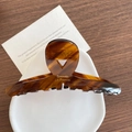 Elegant amber tortoiseshell hair claw clip in a minimalist French acetate resin design - 2-Dark Coffee
