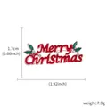 Fashionable Merry Christmas enamel brooch with red green colors and white rhinestones - Merry Christmas Letters