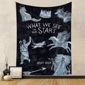 Dettaglio dell'arazzo con mappa stellare e costellazioni disegnate su tessuto blu - 73X95CM / Cielo Stellato Costellazione-Spazzolato(GT104011)