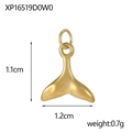 Detailed size view of golden whale tail pendant measuring 1.1cm by 1.2cm and weighing 0.7g - Gold Whale Tail Style (XP16519D0W0)
