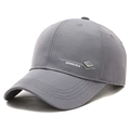 Men's grey cotton baseball cap with side brand logo and reinforced brim detail - Adjustable / Light Gray