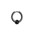 Minimalist black captive bead ring earring in polished stainless steel for unisex hip hop style - LE3251 Black (Single) / Black Round Bead