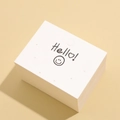 White earring display card featuring a printed smiley face and Hello greeting - 1 Sheet / 8*6cm (6 Holes)