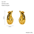 Orecchini a goccia in acciaio inossidabile placcato oro 18 carati martellato - Stile a Goccia Martellato Oro (ZE1497G)