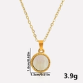Detail view of the 304 stainless steel necklace with dimensions 1.6cm height and 1.3cm width - Gold Color White Mother of Pearl Necklace Set (S1994-G-W-N22)
