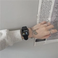 Minimalist digital sports watch with silver chain bracelet and rings on neutral background - Watch Only / Black (GD2512-130-01)