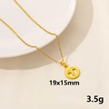 Gold stainless steel evil eye necklace with hollow baby footprint round pendant charm - Gold Hollow Footprint Style (S874-G+N22-G)