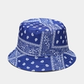 Omkeerbare donkerblauwe vissershoed met wit paisley-patroon voor modieuze zonwering - M (56-58cm) / Koningsblauw Paisley