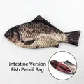 Realistic fish pencil case with unique fish meat print interior and durable zipper closure - Crucian Carp (Internal Organs)