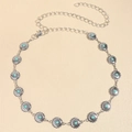 Cintura a catena argento con medaglioni floreali turchesi e chiusura a moschettone - Stile Girasole (HYY19381) / Argento