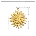 Detailed parameter diagram of gold stainless steel sunflower pendant measuring 23mm by 27mm - Gold Large Sunflower