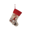 Calza di Natale in lino con motivo a gnomo e scritta Merry Christmas - 26x18cm / Cappello A Quadri Rossi