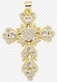 Gold plated baroque cross pendant with cubic zirconia inlay and intricate metal textures - Style 106/Baroque Hollow Clear Zircon Cross