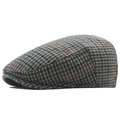 Vista laterale del berretto piatto in tweed retrò con classico motivo scozzese in lana - M (56-58cm) / Pied-de-poule Blu