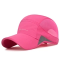 Rose pink breathable mesh baseball cap with reflective strips and quick-dry fabric - Adjustable / Rose Red