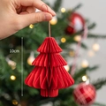 Mini red honeycomb paper Christmas tree ornament hanging decoration with 10cm height - Red / 10cm