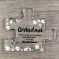 Clear acrylic heart plaque with pink roses and blue butterflies for Grandma gift - Grandma Blue Butterfly Style (Q39)