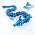 Macro detail of 3D printed articulated dragon in Mech Blue finish with metallic texture - 30CM Mecha Blue