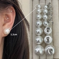 Elegant 1.2cm large pearl clip-on earrings for women without piercings in white finish - 3875-1.2cm Spiral Ear Clip