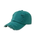 Gorra de béisbol de algodón color verde azulado con diseño desgastado y rotos retro - Azul lago
