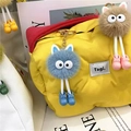 Süße flauschige Cartoon-Rußmännchen-Plüsch-Schlüsselanhänger in Blau und Braun - Himmelblau