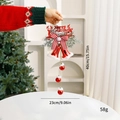 Christmas door hanger with red bells, reindeer silhouette, and festive pine needles - Red
