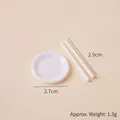 Miniature 1:12 scale dollhouse kitchenware set with white round plate and chopsticks - Textured Round Dish + White Chopsticks Set