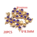 Pendentif en acier doré de 6 mm avec strass bleus pour la création de bijoux DIY - Ensemble de 20 Pièces / Bleu royal