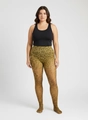 Vue détaillée du collant imprimé léopard à taille haute avec motif classique marron et noir - Grande Taille (40-150kg) / Léopard vert