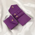 Portable purple microfiber jewelry organizer pouch set with metallic snap closure - 14×6cm / Purple