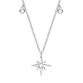 S925 sterling silver North Star necklace with a clear zircon stone in silver finish - Octagram Dot White Gold